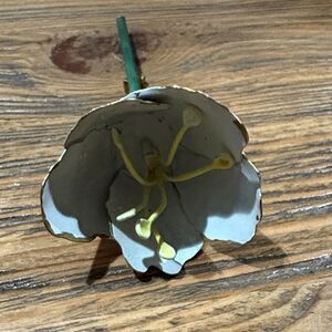 Vintage Rare 1950 Elegant White Enamel and Gold Flower Brooch